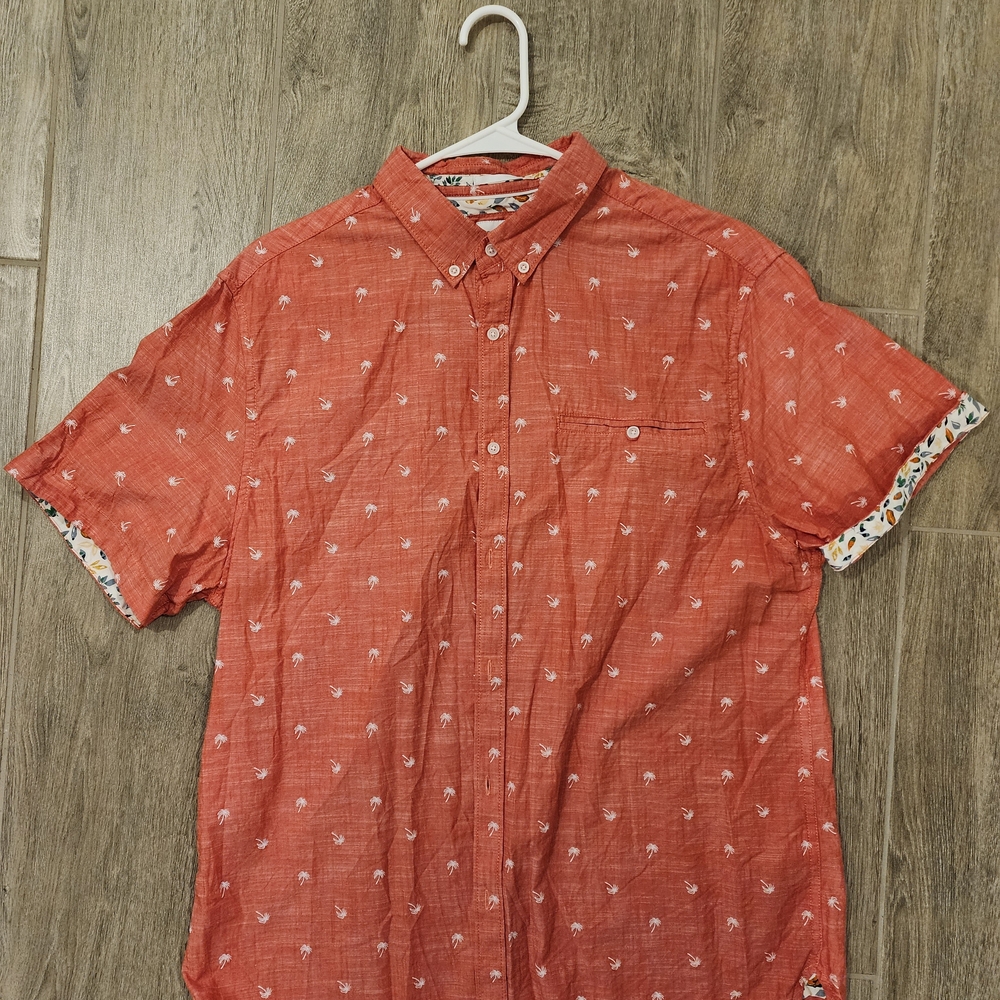 Denim & Flower Red Casual Button Down Shirt